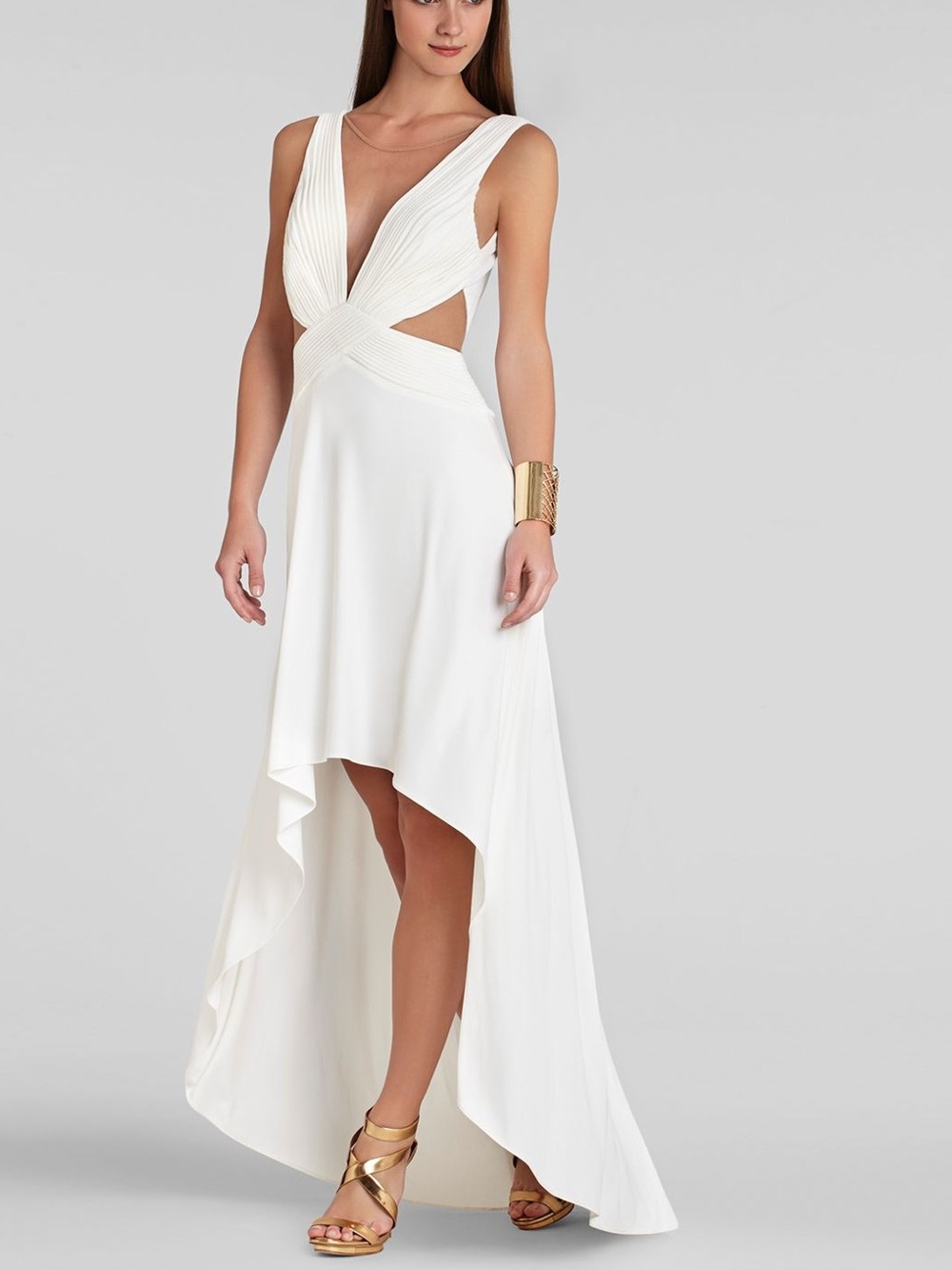 BCBG Ivory High-Low sleeveless dress size M